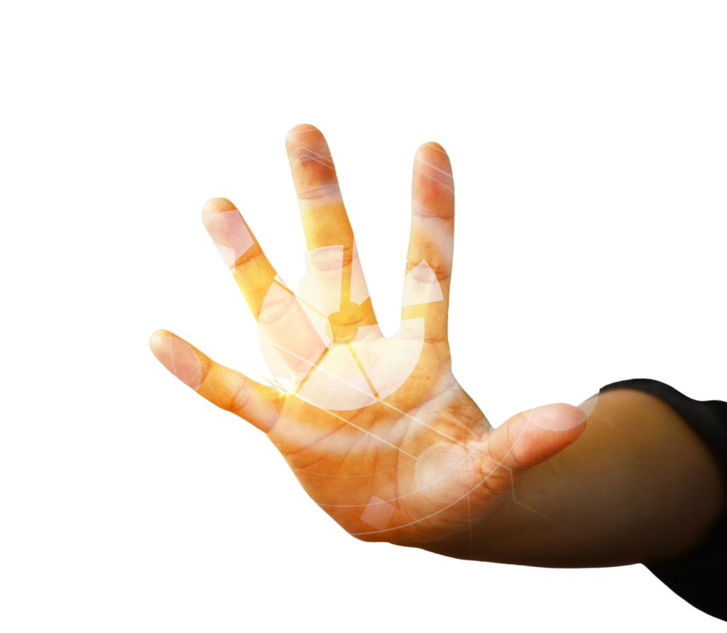 Hand holding the future